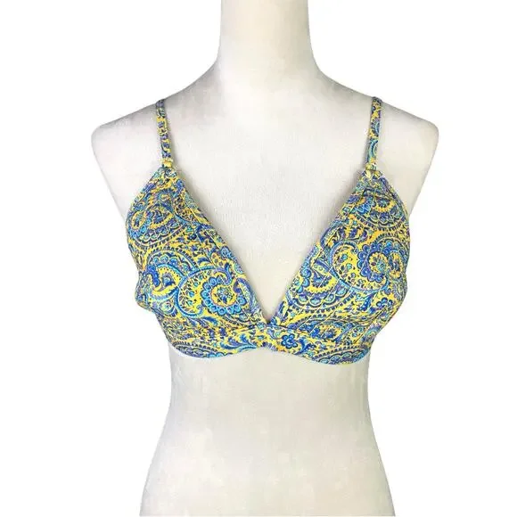 Antonio Melani NWT Liberty Fabrics Blue Yellow Paisley Quilted Bikini Swim Top - Picture 2 of 11